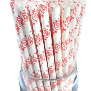 Red Stripe Ceramic Straws (4)