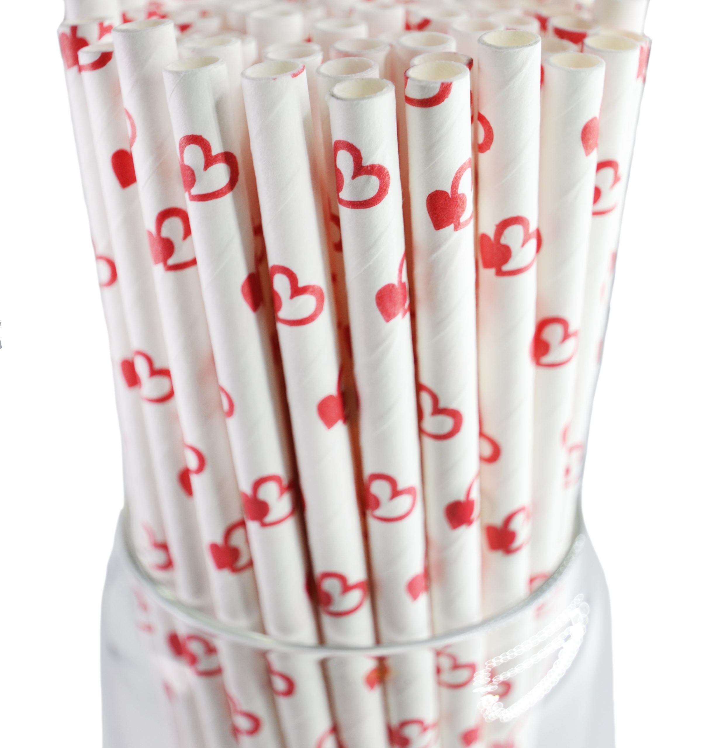 Red hearts in a glass