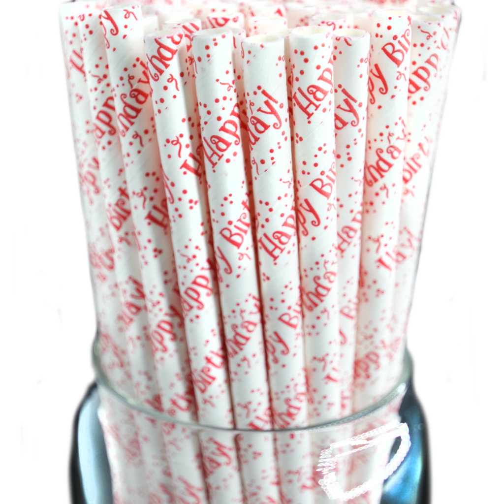 Happy Birthday Red Paper Straw - Roc Paper Straws